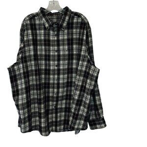 Faded Glory Men's Cotton Flannel Button Front Long Sleeve Shirt XXL Brown Plaid